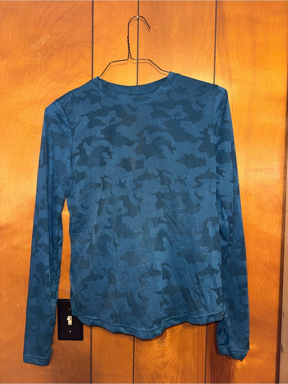 Blue Camo Mesh & Polyester workout top